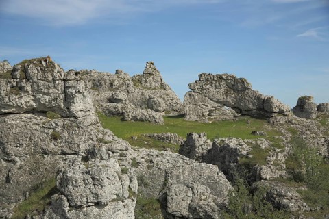Rocky landscape with bizarre rock formations, limestone, limestone cliffs, Chaos de Nimes le Vieux,