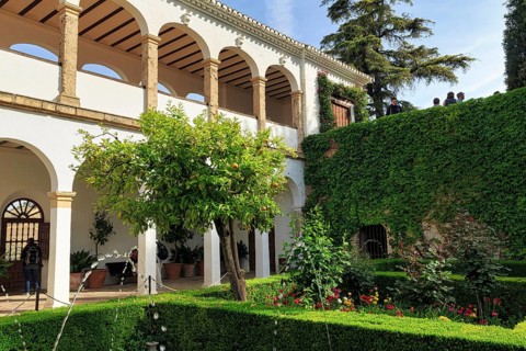 Palacio de Generalife, Moorish architecture, gardens with water features, Alhambra, Granada, Spain,