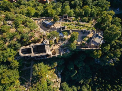 Oybin castle and monastery ruins in the Zittau Mountains, Oybin, Saxony, Germany, Europe
