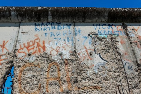 Preserved part of the Berlin Wall, GDR, East Germany, history, historical, politics, border,