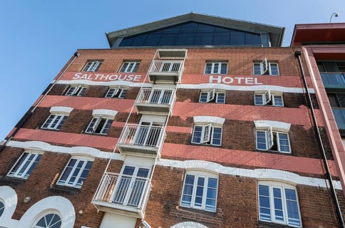 Salthouse Hotel in converted dockside industrial building on Neptune Quay Wet Dock, Ipswich,