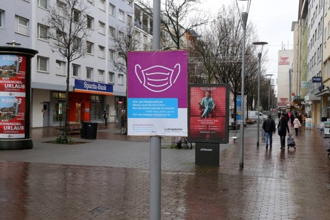 Symbolic of the coronavirus crisis in Germany: the deserted pedestrian zone in Ludwigshafen