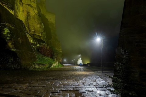 Winter atmosphere at the mountain fortress, Koenigstein, Saxony, Germany, Europe