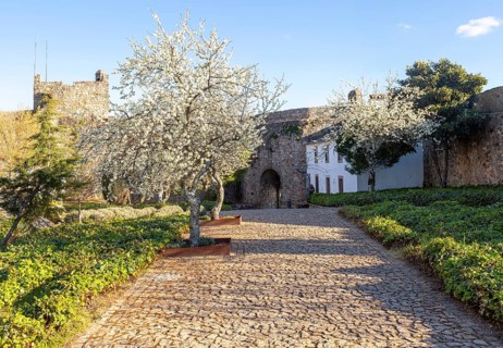 Garden inside historic castle medieval village of Marvao, Portalegre district, Alto Alentejo,