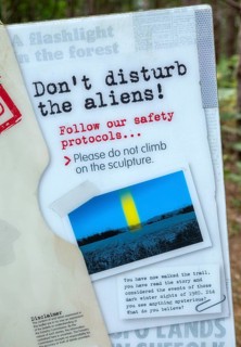 UFO information at supposed landing site, Rendlesham Forest, Suffolk, England, UK