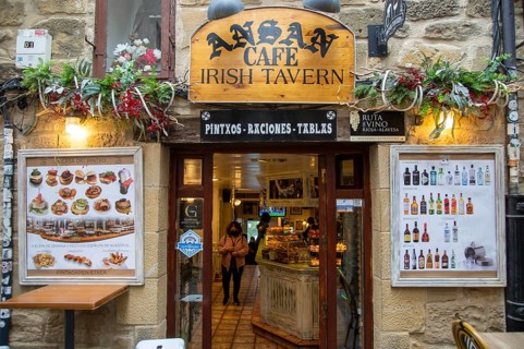Cafe Irish tavern pub 'Ansan' in village of Laguardia, Alava, Basque Country, northern Spain