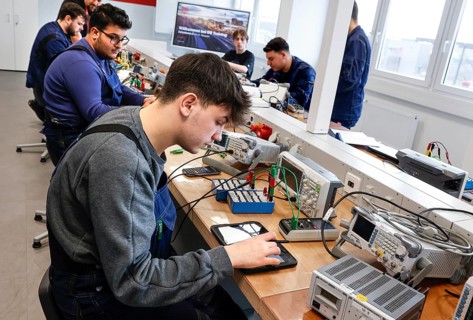 Trainees at a Deutsche Bahn training centre for industrial and technical professions, Berlin,