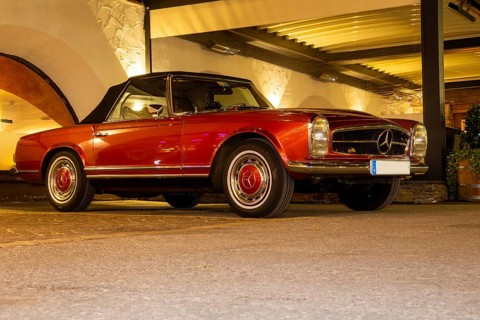 Mercedes convertible of the W 113 series (1963 to 1971), seen in Seefeld (Tyrol/Austria) on 18