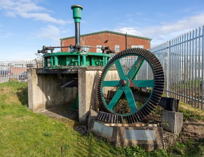 Historic machinery water turbine Francis type inward flow single vortex, Bowerhill, Melksham,