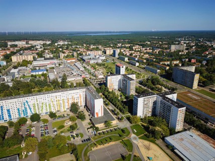 GDR prefabricated buildings in the centre of Hoyerswerda, Hoyerswerda, Saxony, Germany, Europe
