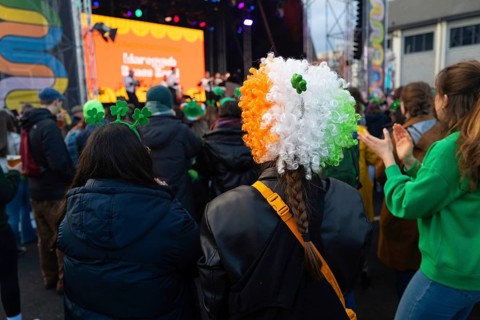 Lots of pride in being Irish on show with green hats and wigs of green, white and gold, the