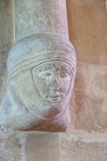 Medieval carved corbel, possibly the head of Richard, Earl of Cornwall, church of the Holy Cross,
