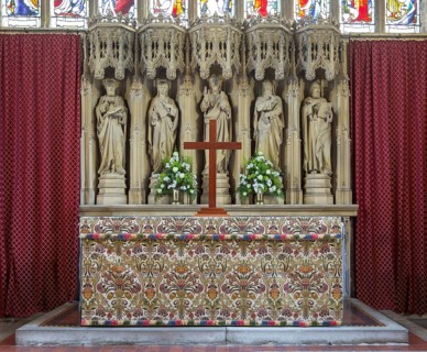 Church of Saint Mary, Berkeley, Gloucestershire, England, UK high altar with reredos 1881