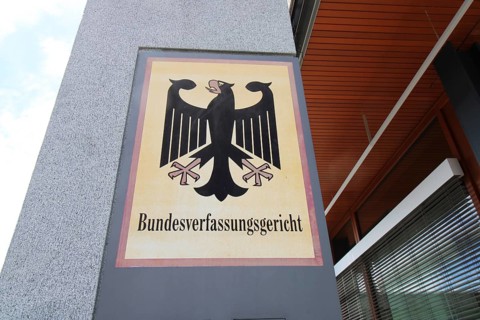 Close-up of the well-known letterbox of the Federal Constitutional Court in Karlsruhe