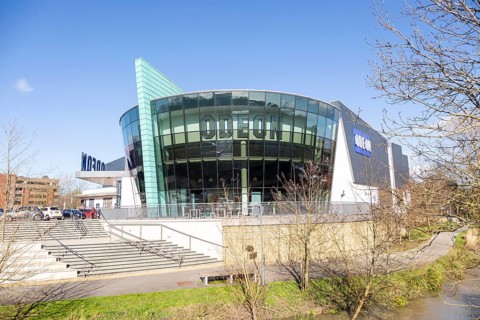 Modern architecture of Odeon cinema building in Trowbridge, Wiltshire, England, UK