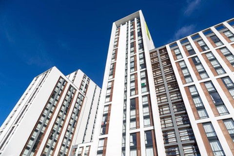 CODE building modern architecture high rise student accommodation, city centre, Coventry, England,