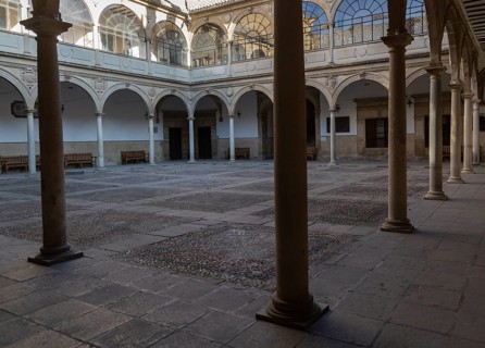 Interior courtyard of former university building, Baeza, Jaen province, Andalusia, Spain now a