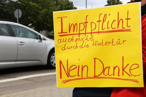 Rally against the corona measures: Demonstrators express their criticism of the corona policy with