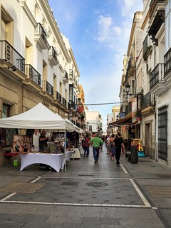 Pedestrians, pedestrian zone in El Puerto de Santa Maria, Costa de la Luz, Andalusia, Spain, Europe