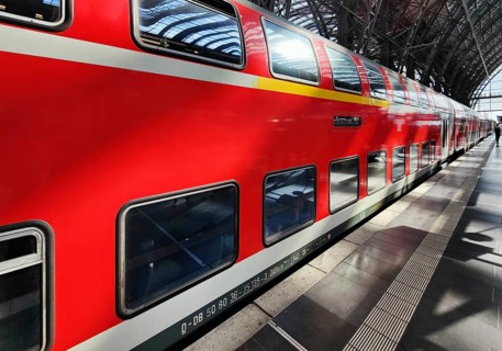 Double-decker local train at the main railway station, Frankfurt am Main, Hesse, Germany, Europe