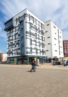 Modern architecture James Hehir building, University of Suffolk, Ipswich waterfront, Suffolk,