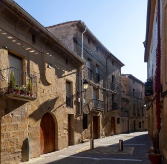 Street of historic buildings in village of San Asensio, La Rioja Alta, Spain, Europe