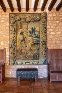'The Emperor Orders Supplies from Rome' Flemish wool silk tapestry c 1650, Parador castle hotel,