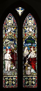 Stained glass window in church of All Saints church, South Elmham, Suffolk, England, UK circa 1890