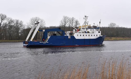 Fishing trawler, trawler Arctic Hunter in the Kiel Canal, Kiel Canal, Schleswig-Holstein, Germany,