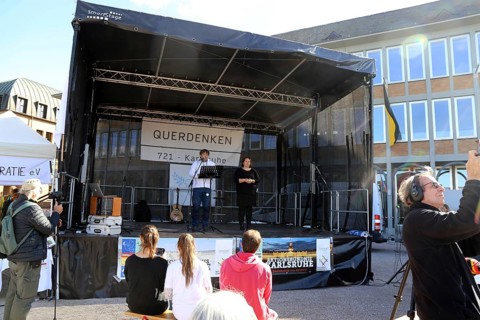Karlsruhe: Michael Ballweg speaks at the Corona protests against the measures taken by the federal