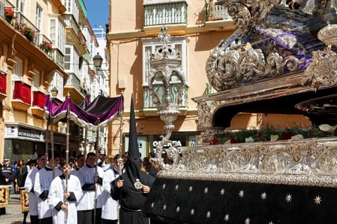 Semana Santa, procession, magnificent coffin, altar boys, celebrations in Cadiz, Spain, Europe