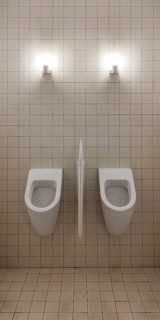 Two urinals in the men's toilet, Krefeld, Lower Rhine, North Rhine-Westphalia, Germany, Europe