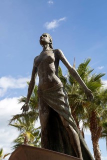 Sculpture of woman 'Mediterranea' by Luis Reyes, 2003, on seafront at Fuengirola, Costa del Sol,