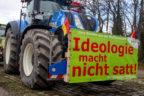 Farmers' protests in Ludwigshafen am Rhein: large demonstration by farmers from the Southern