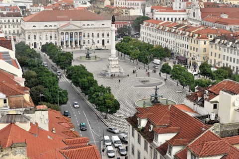 Rossio Square, view from the lift Elevador de Santa Justa, also Elevador do Carmo, Lisbon, Lisboa,