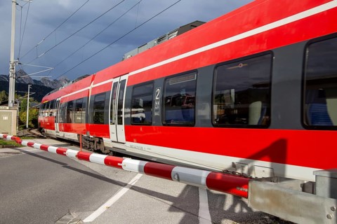 The Werdenfelsbahn, a local train operated by Deutsche Bahn, in Seefeld, Tyrol. The Werdenfelsbahn