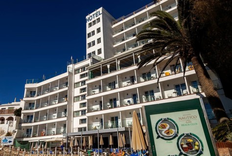 Hotel Balcon de Europa, Playa el Salon, Nerja, Andalusia, Spain, sign for Nautico beach club,