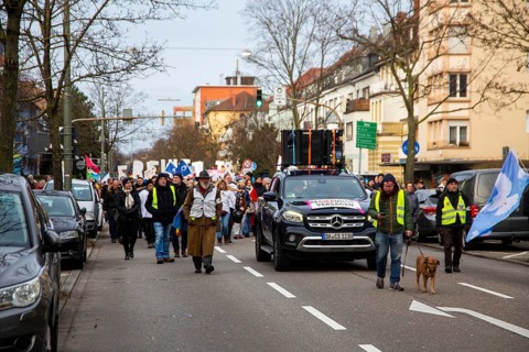 Karlsruhe, 10 December 2023: Large demonstration in favour of reappraisal of the coronavirus