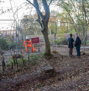 HS2 construction site Crackley Woods, Kenilworth, Warwickshire, England, UK, November 2020,