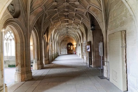 Interior view, cloister, Cistercian monastery Bebenhausen, Tuebingen, Baden-Wuerttemberg, Germany,