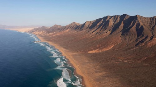 Playa de Cofete, Parque Natural Jandia, Jandia peninsula, aerial view, Canary Islands,