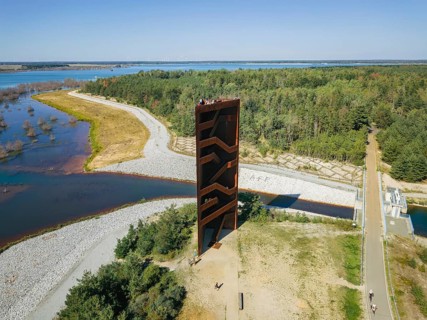 The 30 metre high landmark of the Lusatian Lakeland, the so-called Rusty Nail, was built at the
