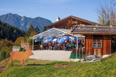 Graseck Alm with Berggasthof Kaiserschmarrn Alm, Garmisch-Partenkirchen, Werdenfelser Land, Upper