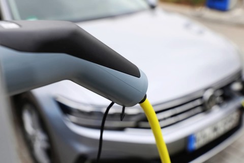 Electric car at the charging station (Speyer, Rhineland-Palatinate)