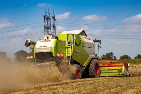 Grain harvest near Hockenheim, Baden-Wuerttemberg