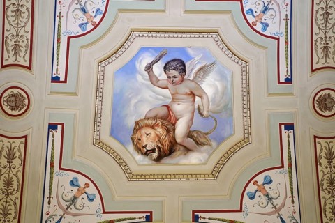 Ceiling design, interior design, Semperoper, Dresden, Saxony, Germany, Europe