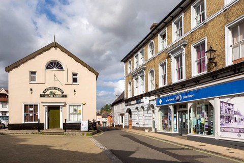 Historic buildings in Market Place, Halesworth, Suffolk, England, UK