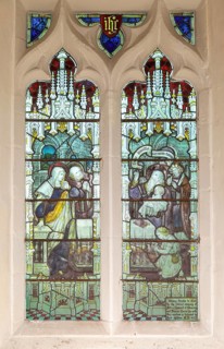 Stained glass window Presentation in the Temple, Hacheston church, Suffolk, England, UK c 1922 by