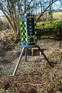 Eviction of badgers clearance of badger sett using metal fencing and one way exit gates, part of