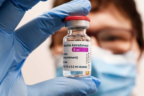 Vaccine vials with the Covid19 vaccine Astra Zenica in a vaccination centre, Schoenefeld, 26.02